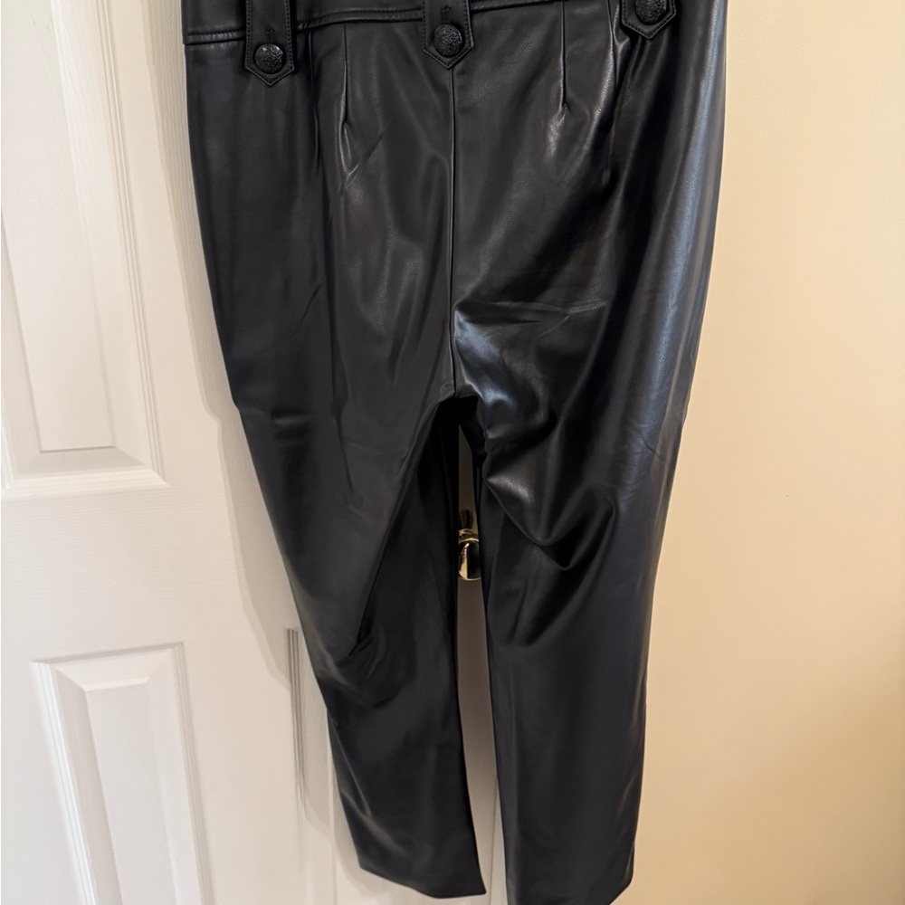 White House Black Market WHBM Women’s Black Faux Leather Jolie Pants Size 10 EUC - Picture 2 of 4
